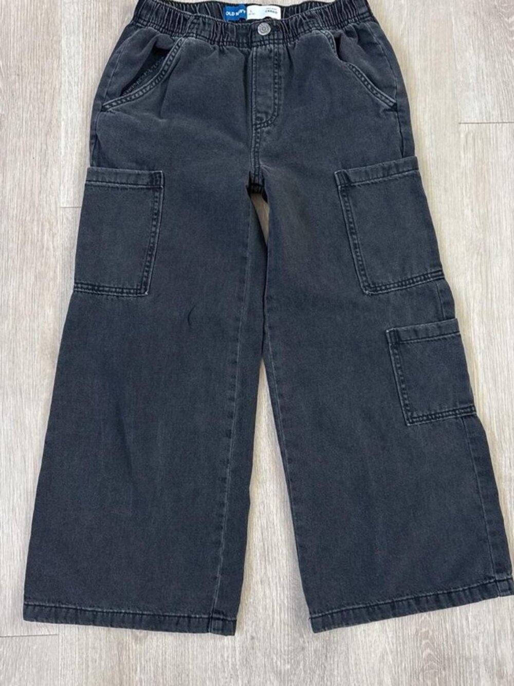 Old Navy Girls High-Waisted Pull-On Super Wide-Leg Cargo Jeans Size 10–12